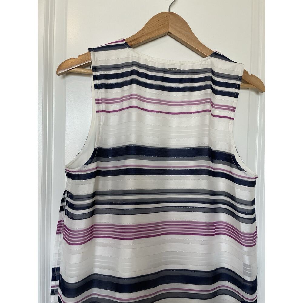 NWT DKNY Shift Dress Striped Shimmer Split Side Draped Size Small Women’s - Picture 6 of 12